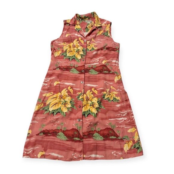 Tommy Bahama Silk Sleeveless Shirt Dress, Size 14, Hawaiian Floral Print - Picture 4 of 16